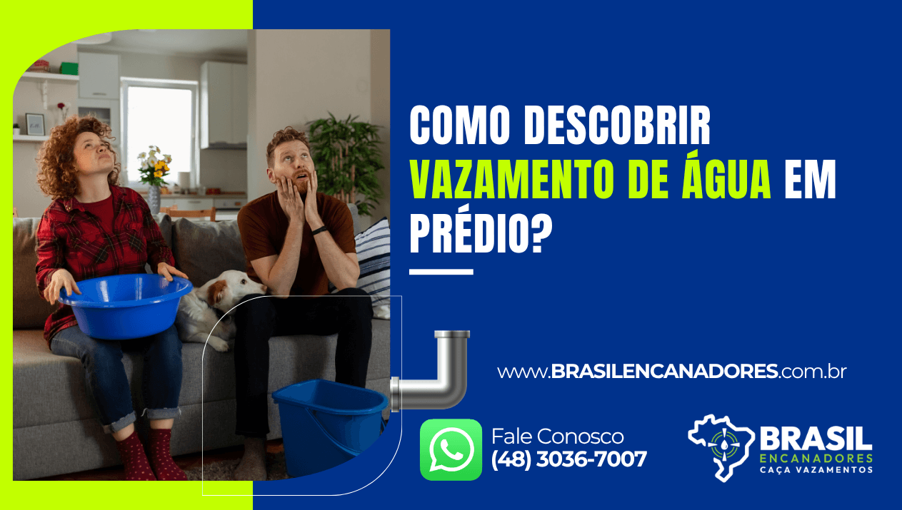 Casal preocupado com vazamento dentro de casa usando baldes enquanto observa o teto, ilustrando como descobrir vazamento de água em prédio.